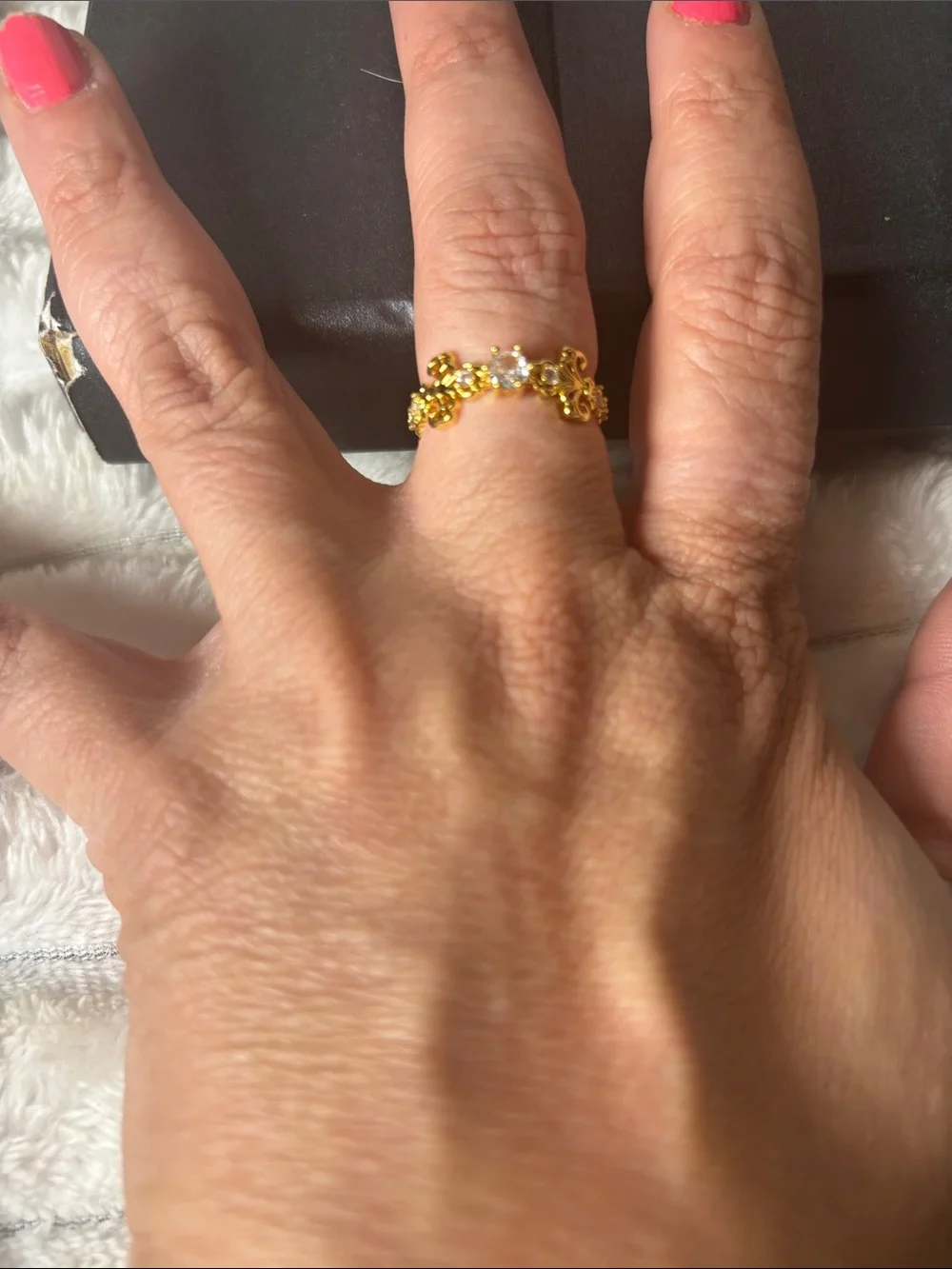 La Blancus Gold Plated Size 7 + Cubic Zirconia Ring NWT